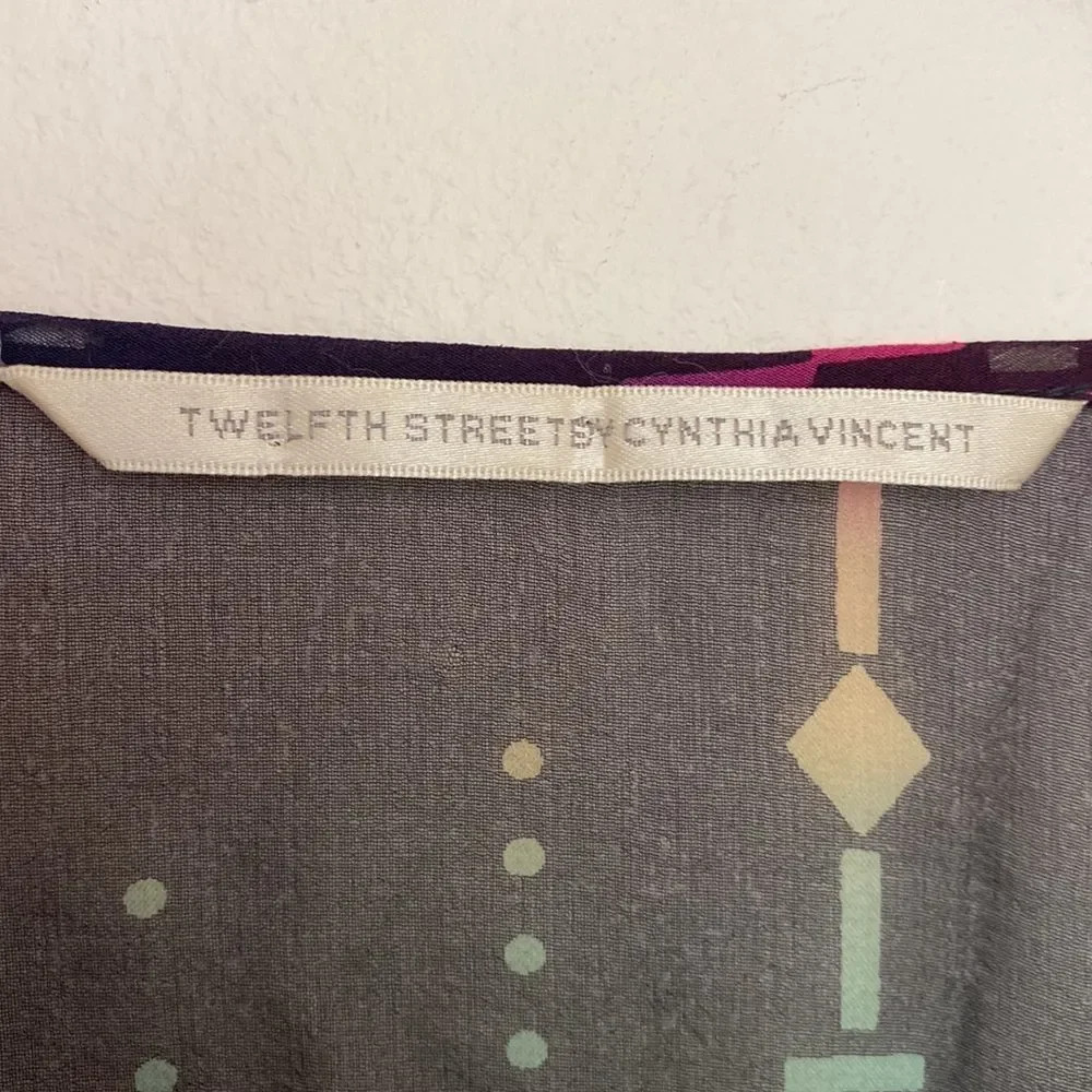 TWELFTH Street by Cynthia Vincent sz M‎ sheer rainbow grey colored swim cover up - Picture 2 of 7